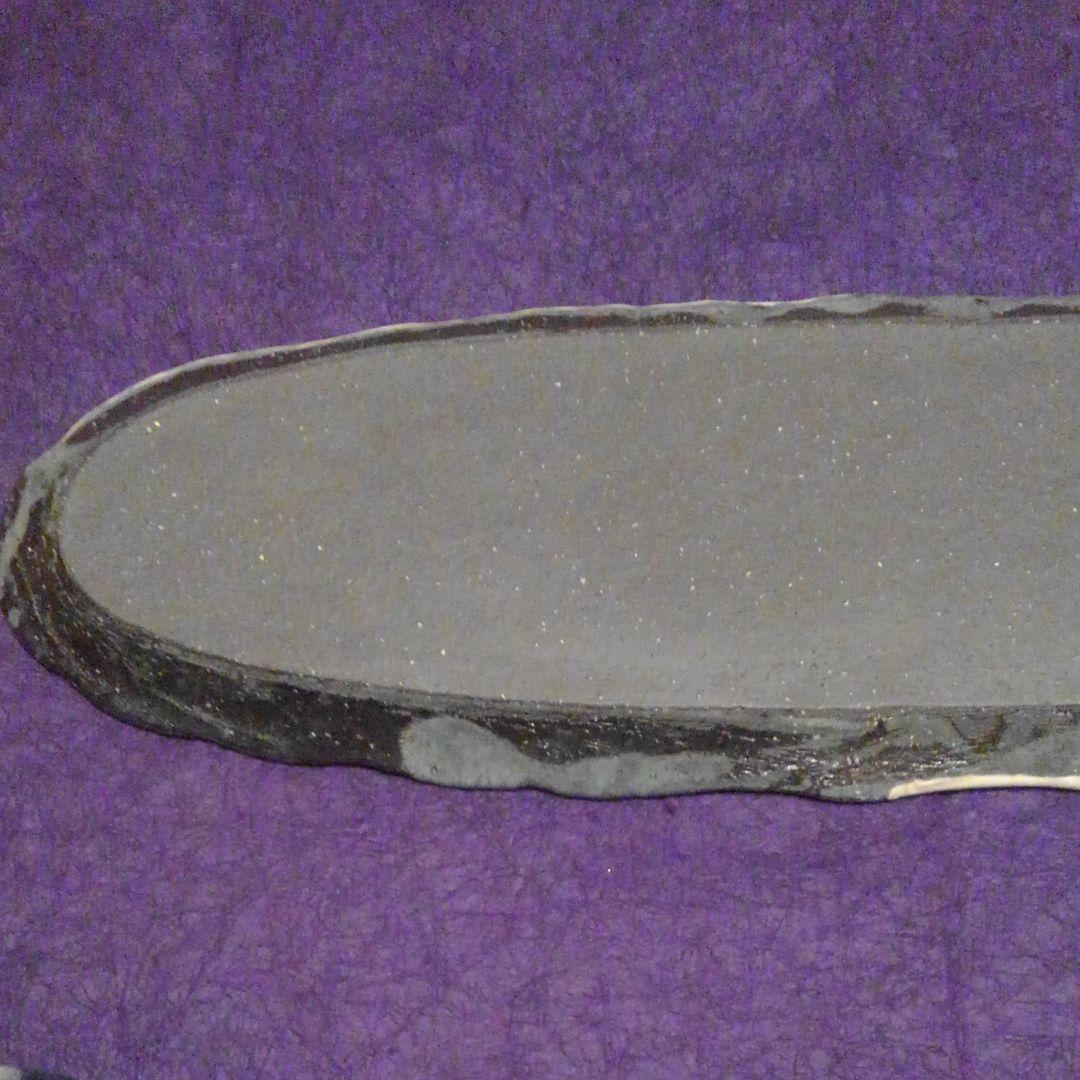 信楽焼　粉引市松長々皿