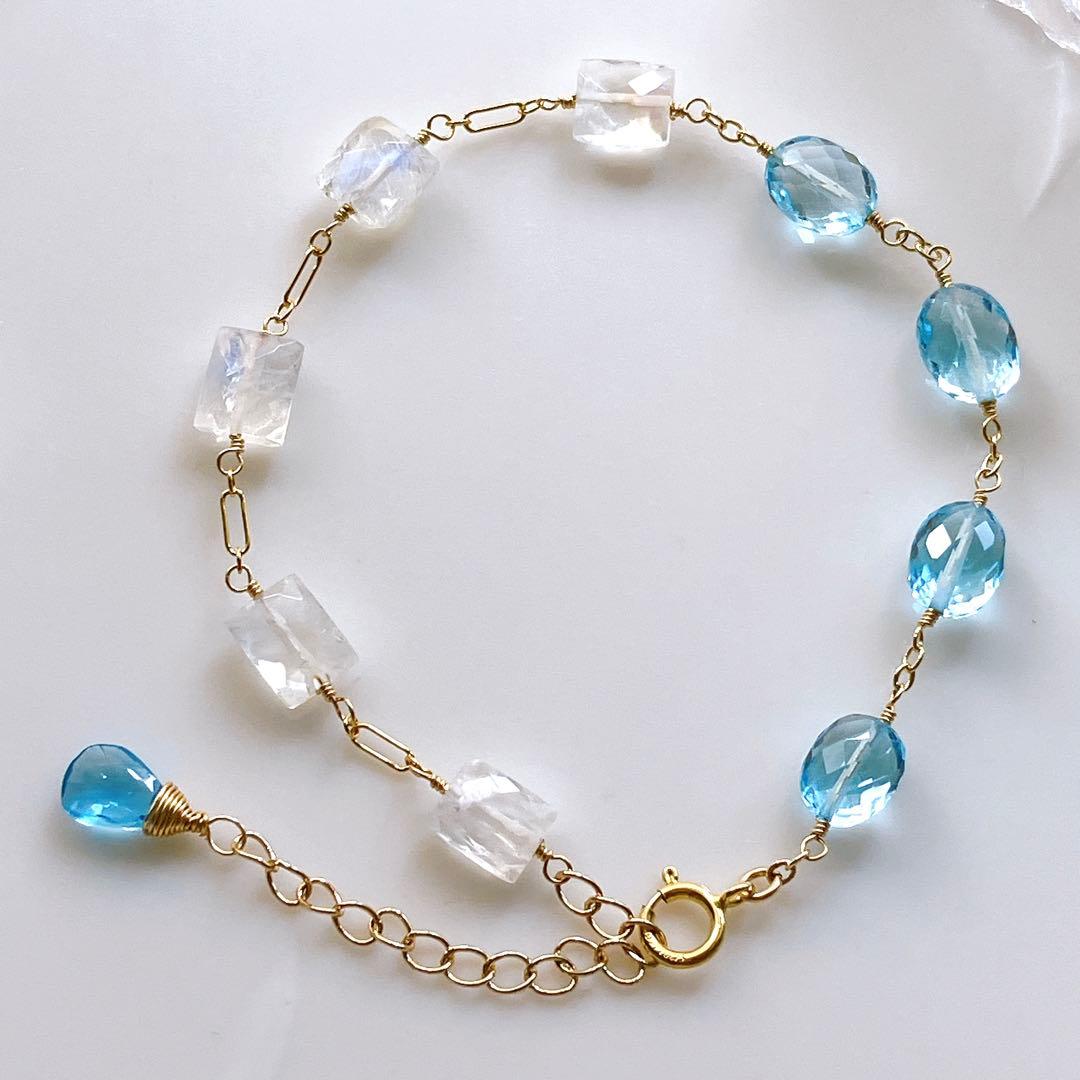 Kaya◆高品質✧スイスブルートパーズ×ブルームーンストーンブレスレット