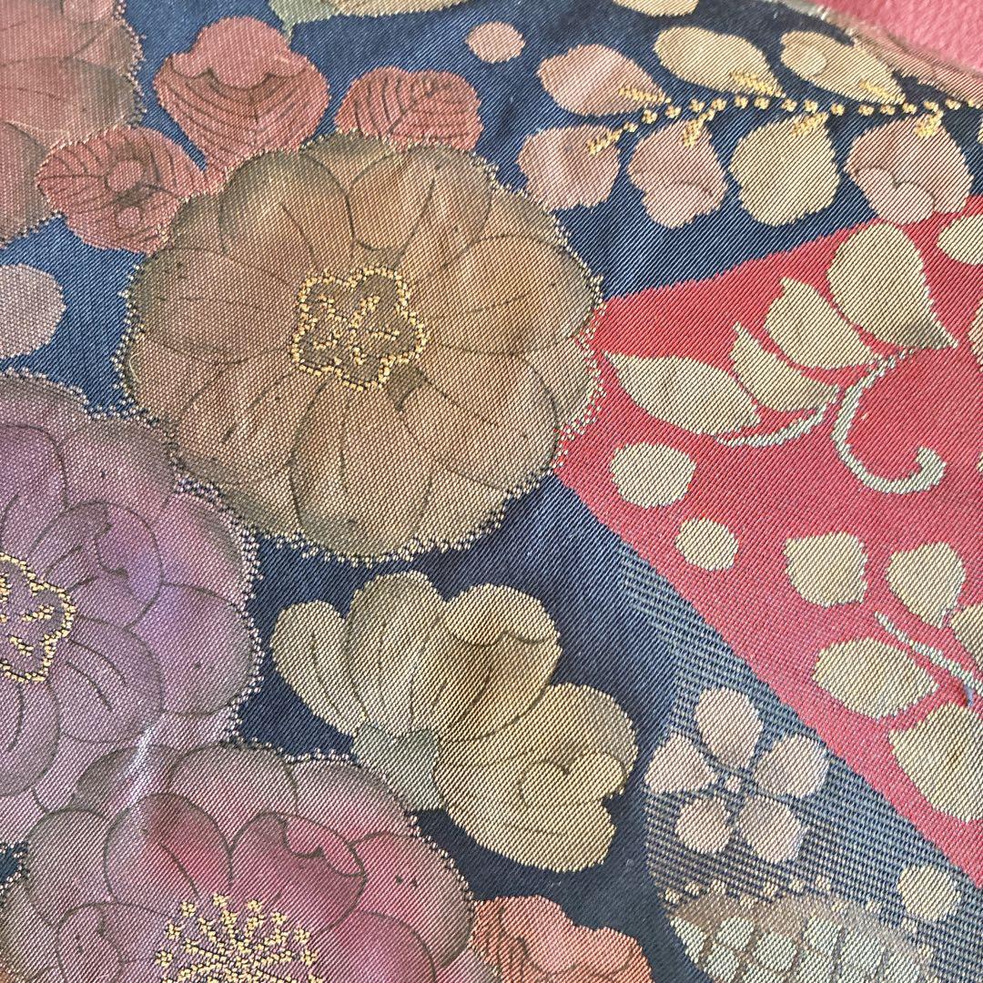 色無地　フルセット　着物　正絹　一つ紋　辻ヶ花の帯　赤紫　N5