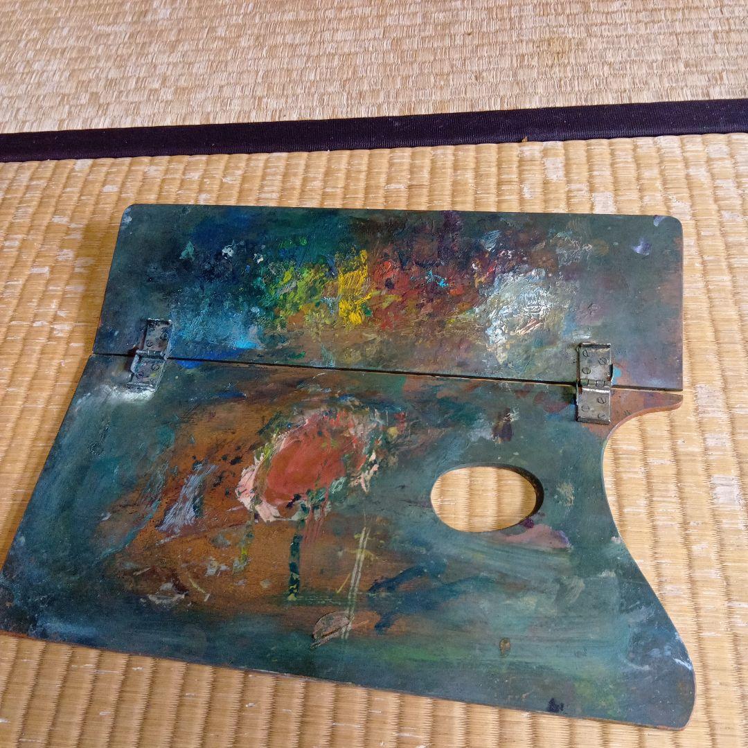 昭和レトロ 　古い昭和の木製 イーゼル　油絵の道具一式まとめ 出品