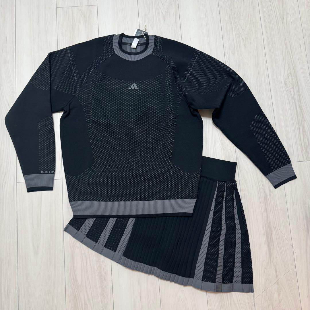 アディダス セットアップ プリーツスカート セーター 長袖 ニット 秋冬 可愛い