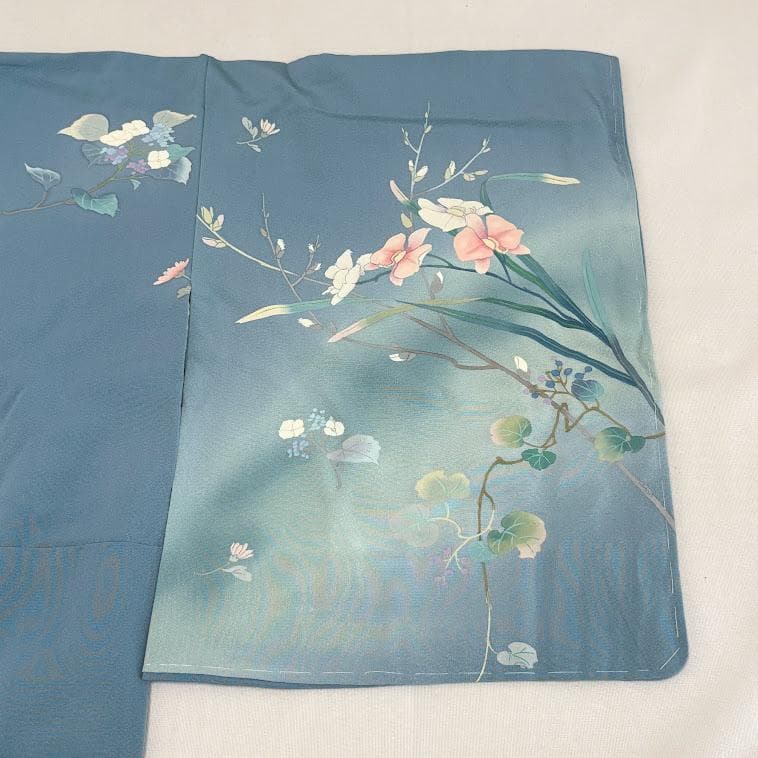 ゆりのはな　訪問着　十日町友禅作家　日本画家　白鳥映雪　SS寸　正絹　L103