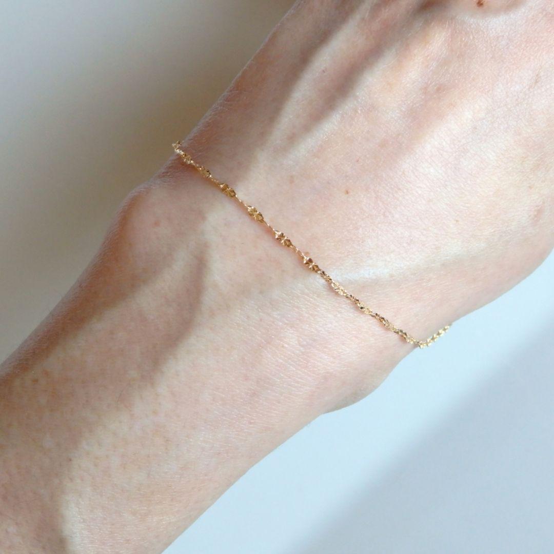 ⭐もみじ⭐　k18アンクレット　クローバーチェーン　1.6㎜幅つけっぱなし