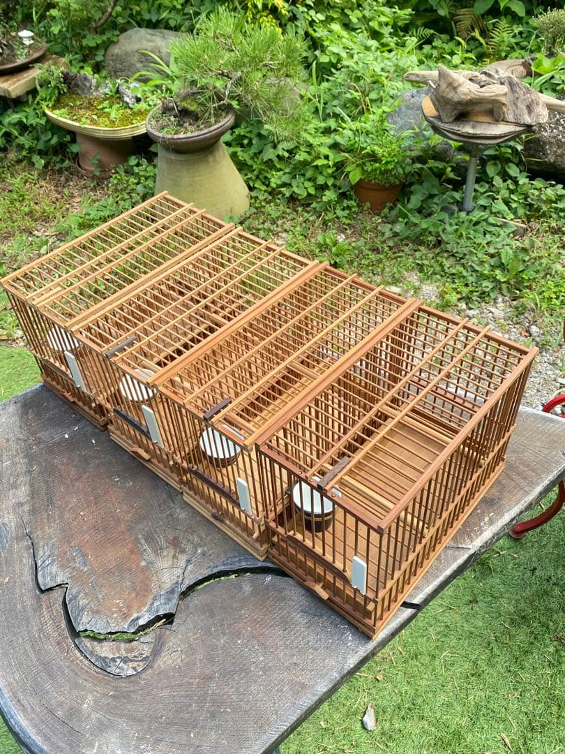 竹製鳥メジロ籠4個セット