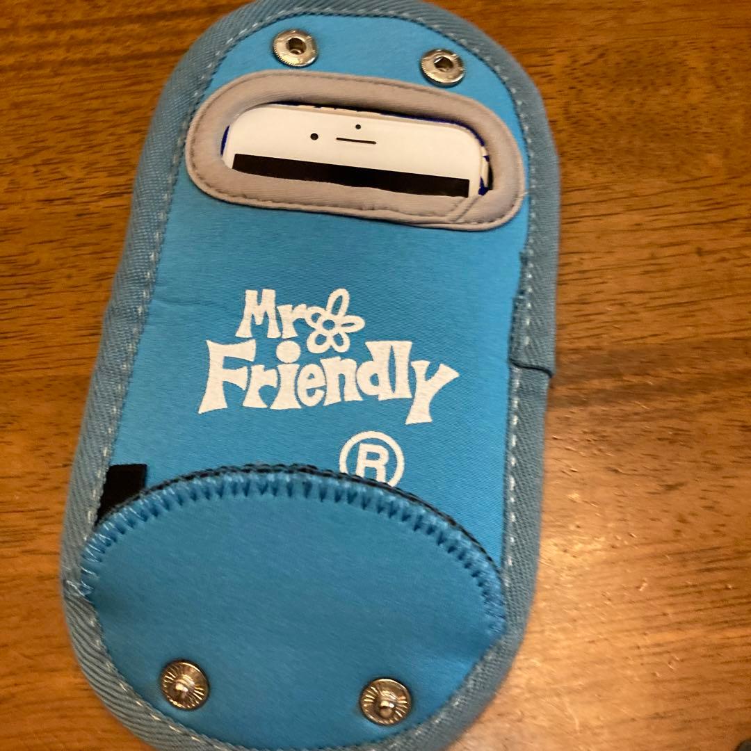 ミスターフレンドリー　ネオプレン伸縮素材　ボトルケース　スマホにも　水色　青木