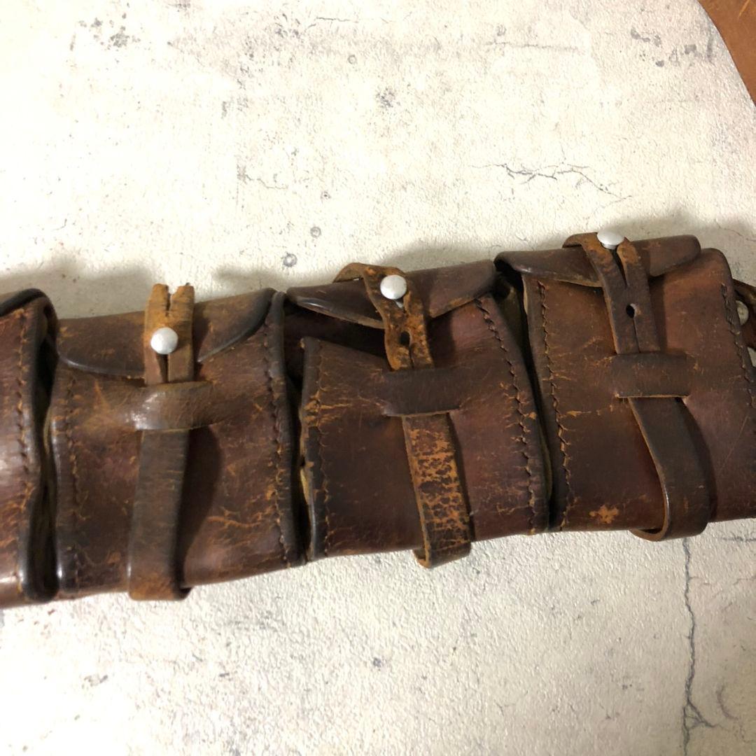 【希少・初期型・王冠刻印】10年代〜30年代 スウェーデン軍 レザーバンダリア