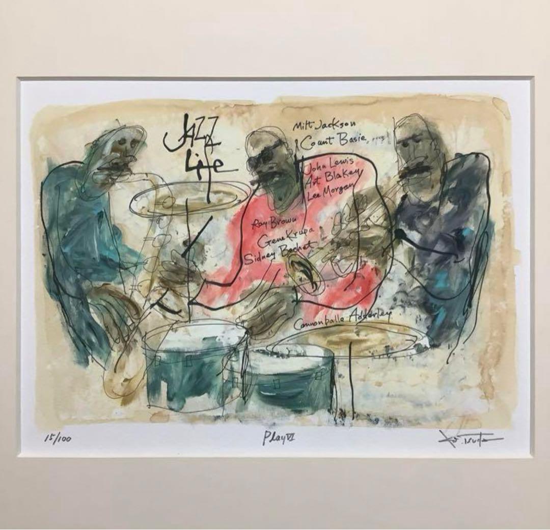 絵画・額縁・版画・津田 耕・新品未使用・JAZZ・Play Ⅵ・美術品・雑貨