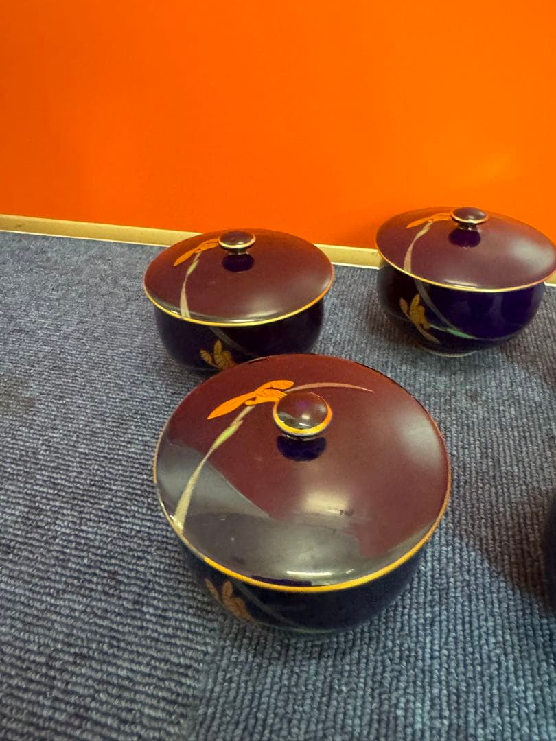 1958 香蘭社　金彩　湯呑蓋付　5客