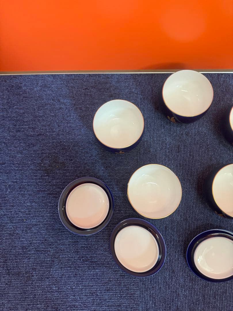 1958 香蘭社　金彩　湯呑蓋付　5客