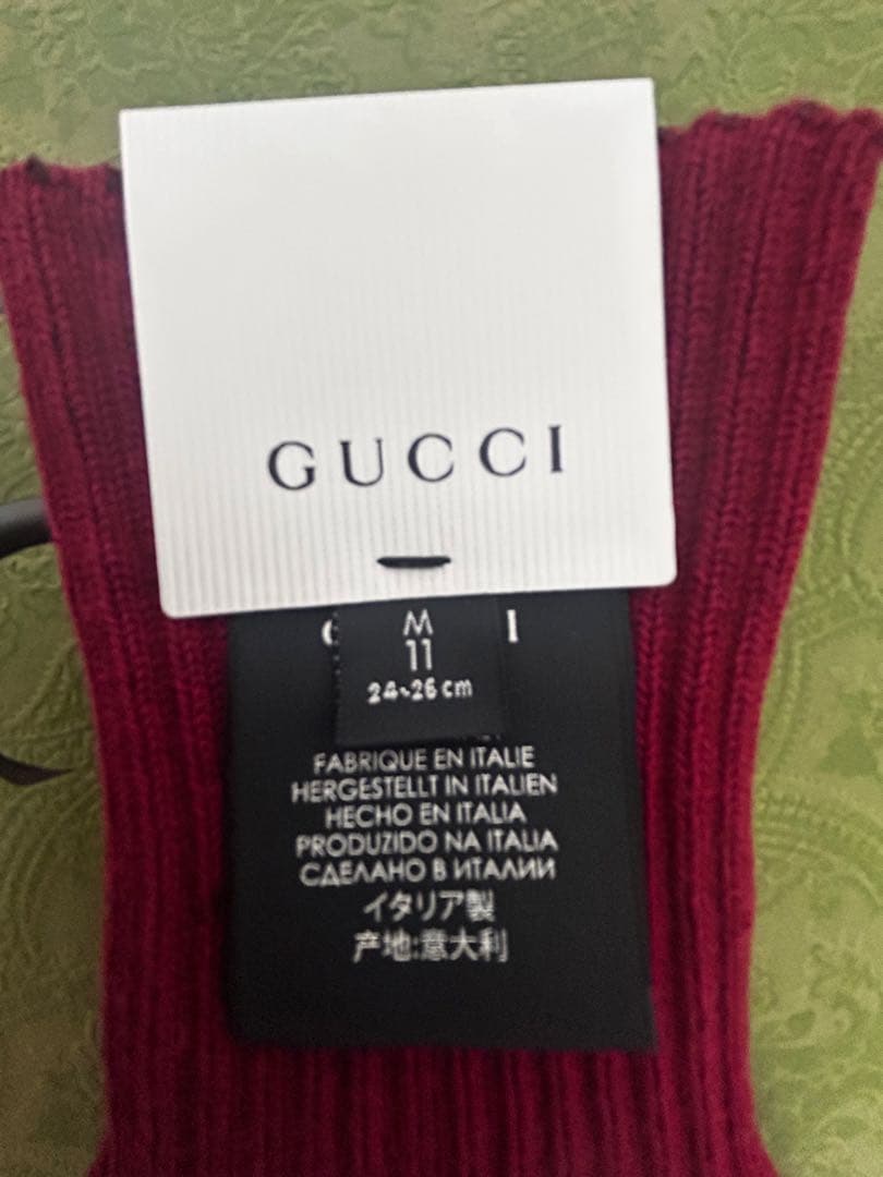 新品未使用GUCCI GGロゴパターンソックス ネイビー/レッド