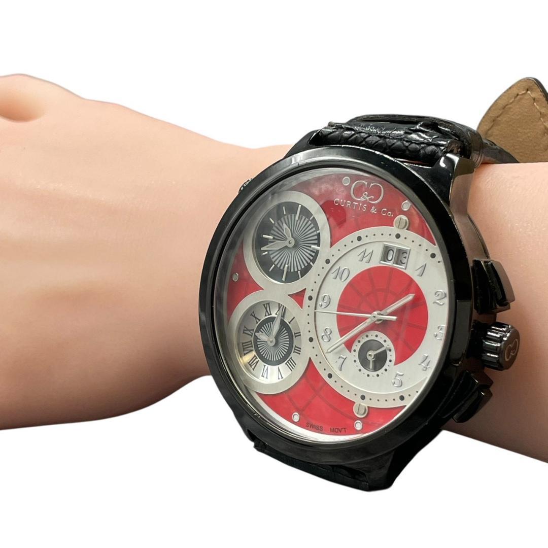 【新品電池】カーティス 腕時計 クォーツ ビッグタイムワールド クロコダイル