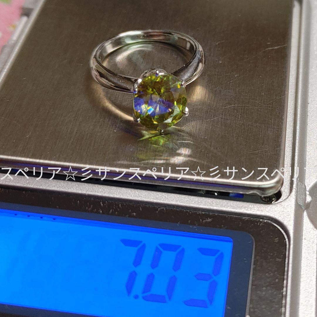 最終値下 少々訳有Pt900大きなスフェーン 3.28ctのシンプルリング鑑別付