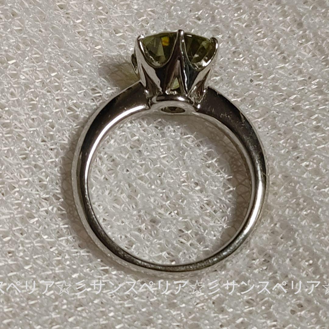 最終値下 少々訳有Pt900大きなスフェーン 3.28ctのシンプルリング鑑別付