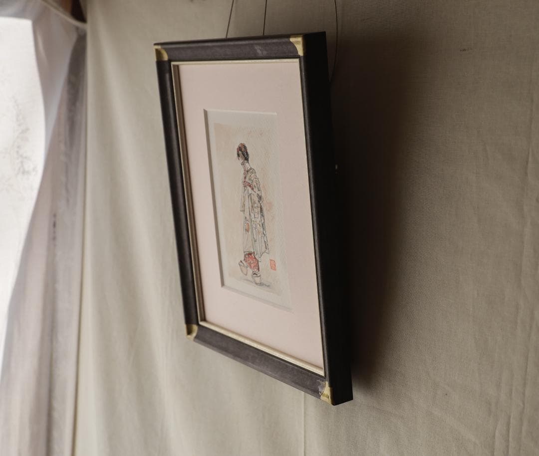 『おこぼの鈴の音』　　　※京都の舞妓。　手描き1点物。（水彩防カビ保護ワニス済）