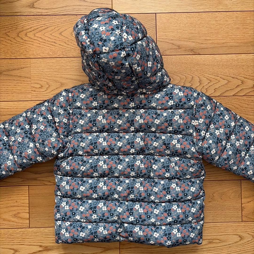 プチバトー花柄フード付きダウンコート 18m