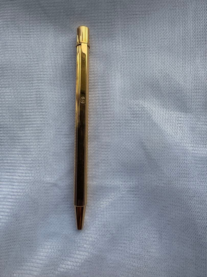 Cartierゴールド ストライプデザイン ボールペン