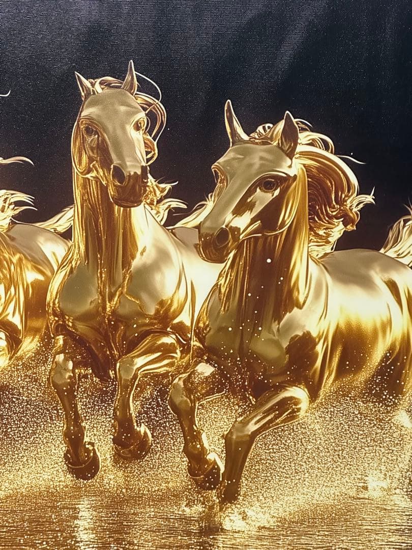 初売り　祝賀金色の馬　絵画　美術品　ア-ト 成功と富　インテリア　干支　金　飛躍