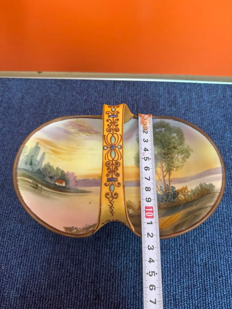 1847 【明治アンティーク】オールドノリタケ　風景図　手提皿　時代