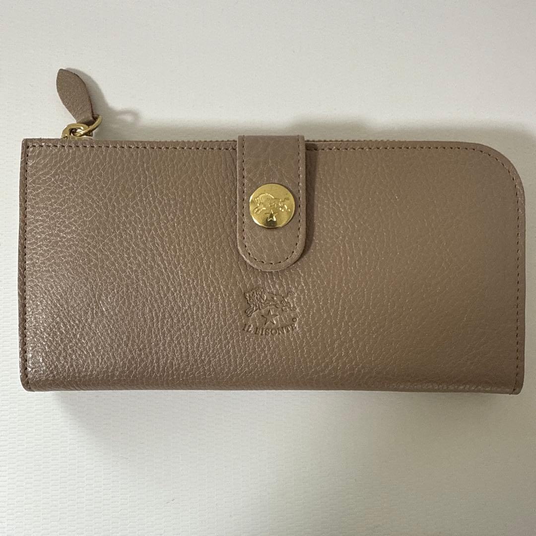 [イルビゾンテ] 2つ折り長財布　小銭入れ付 L字ファスナー　グレージュ