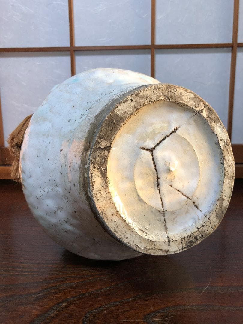 【金海砂金袋型花瓶】　粉引白釉鉄砂彩　益子　合田好道・韓国金海窯造