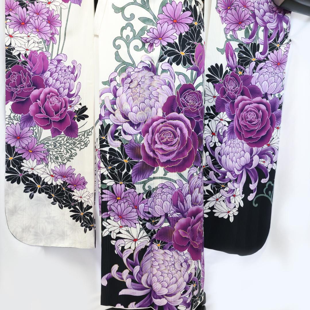 極美品！希少！◆ 振袖7点セット ◆丈162cm人気ホワイト系フルセットSv15