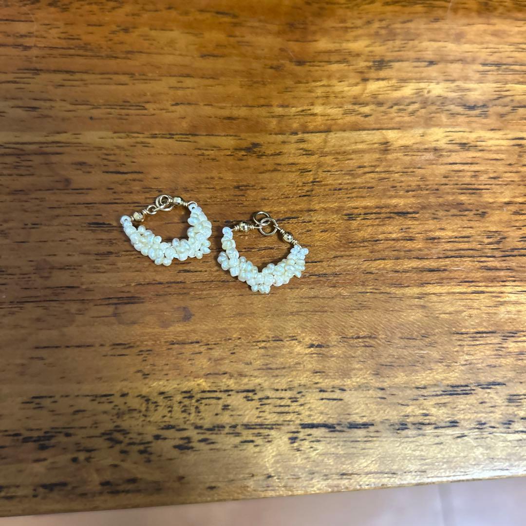 アガット　淡水パール　ピアスチャーム