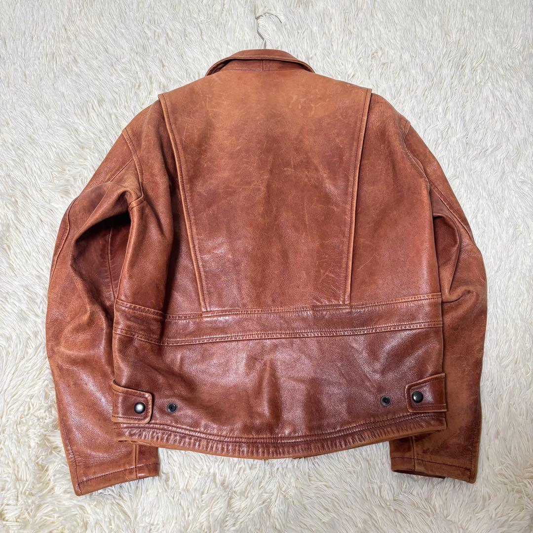 90's✨ハロルズギア ホースレザージャケット　馬革　シングルライダース　M 茶