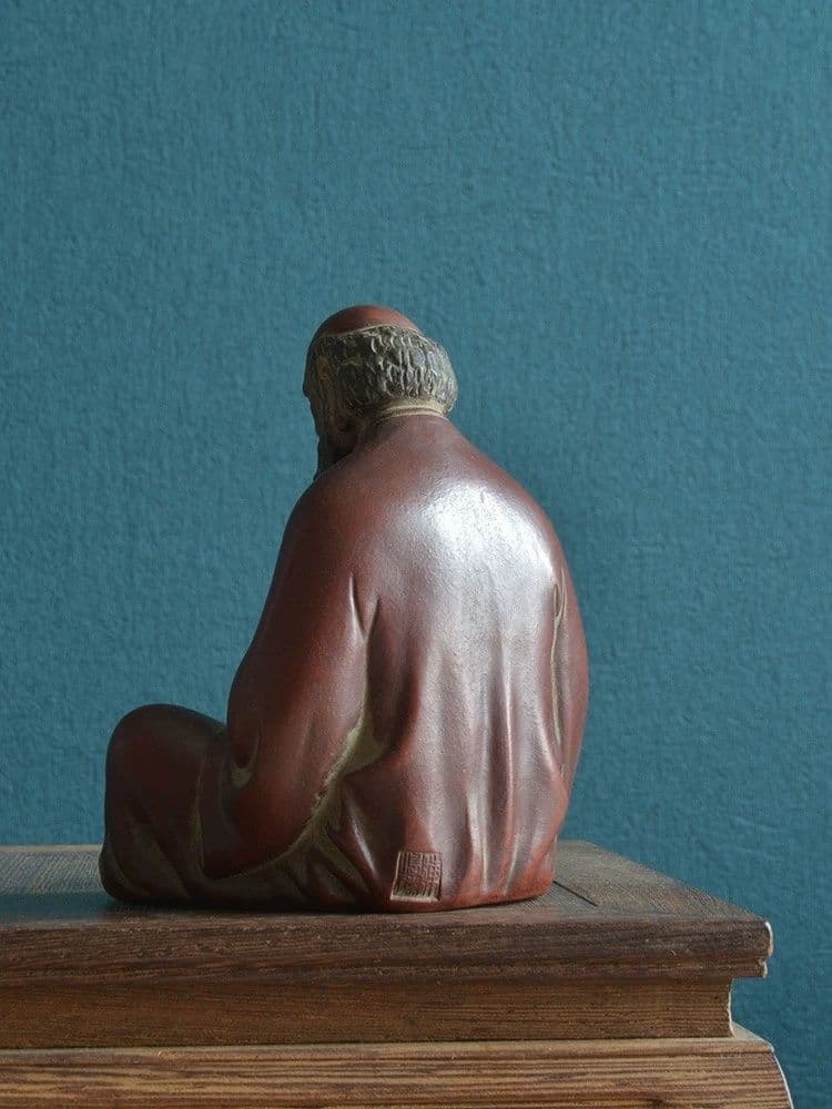 紫砂仏像 座禅達磨祖師像 茶道具 茶寵 装飾品 工芸品 置物