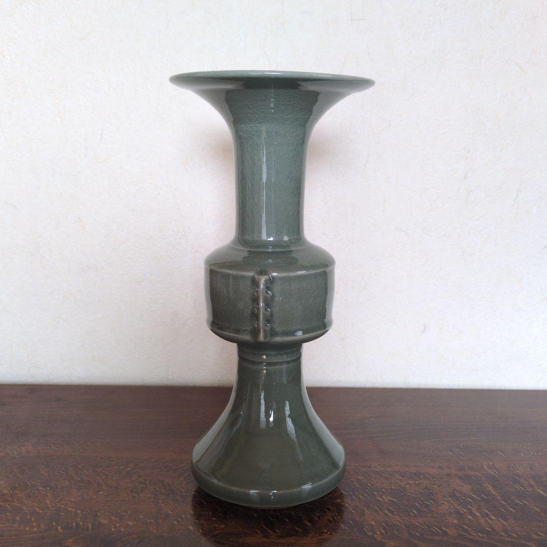 【値下げ!!】美品　青磁中蕪花入　墨田金太漢　茶道具　　韓国　尊式