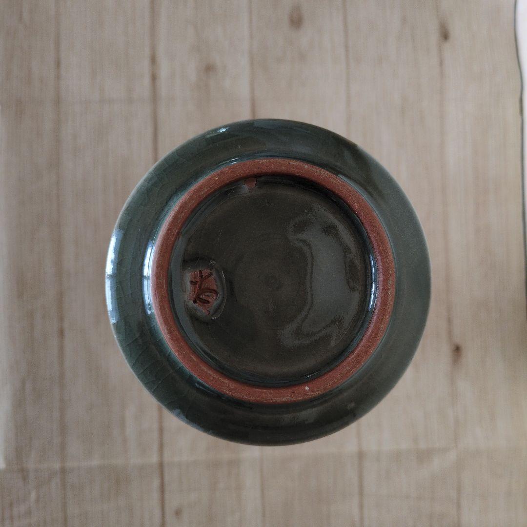 【値下げ!!】美品　青磁中蕪花入　墨田金太漢　茶道具　　韓国　尊式