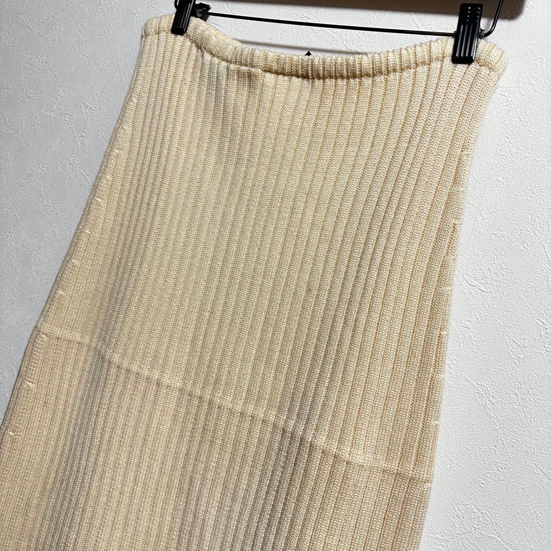 【FENDI フェンディ】リブニットスカート　ウエストゴム　ウール　イタリア製