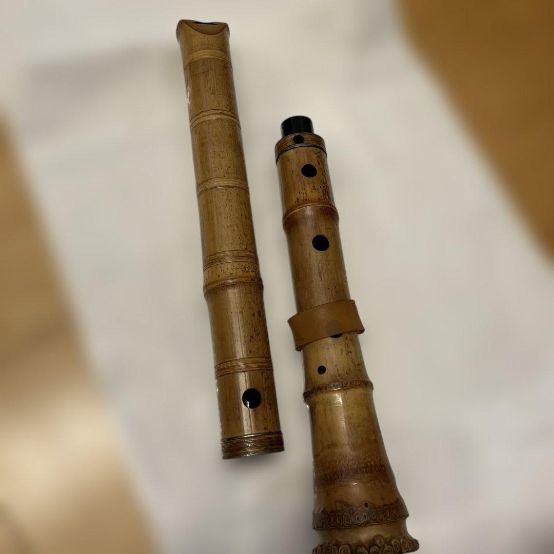 琴古流 尺八 竹治 二分割 1尺9寸 バチ型 唄口 美品