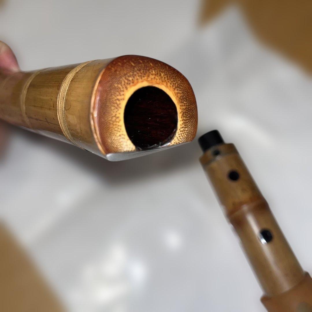 琴古流 尺八 竹治 二分割 1尺9寸 バチ型 唄口 美品