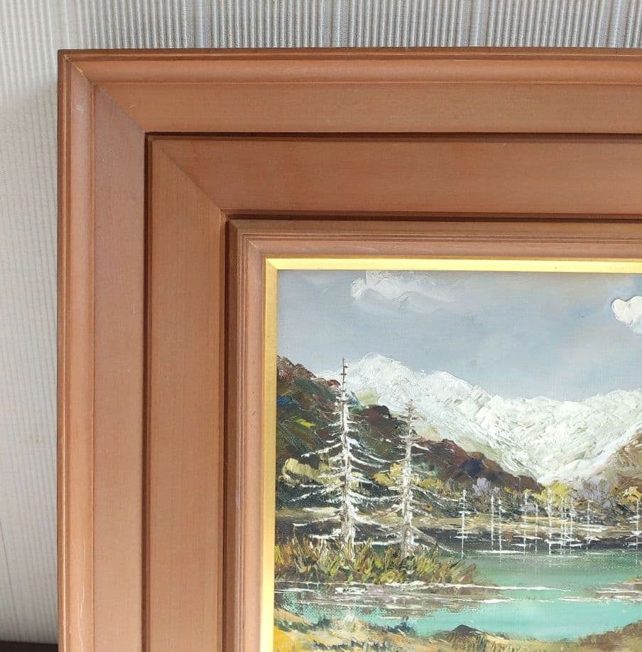 油絵　上高地　大正池　坂井保蔵（？）　油彩画