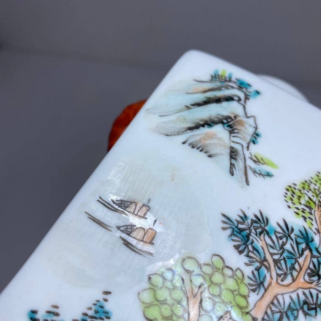 中国美術　同治年製　粉彩花入一対　高さ13㎝　東Y7-0331③タルサ