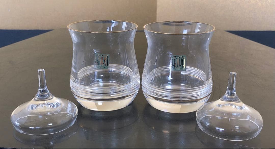 《R》HOYACRYSTAL 千筋金彩 箸洗2客 縁純金 元箱250707E1