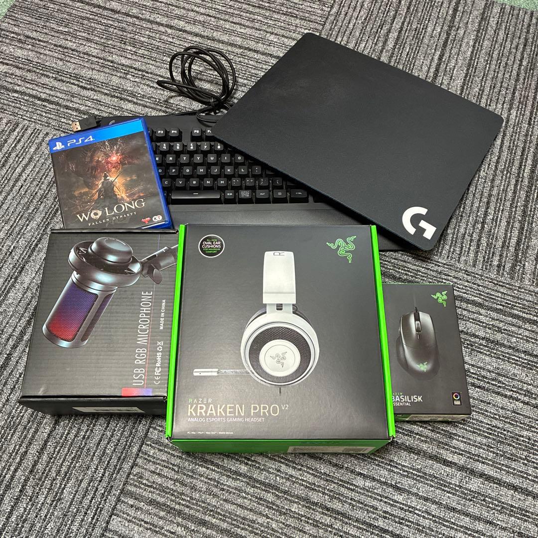 ゲーミングセット　ヘッドホン　マウス　キーボード　マウスパッド　マイクスタンド