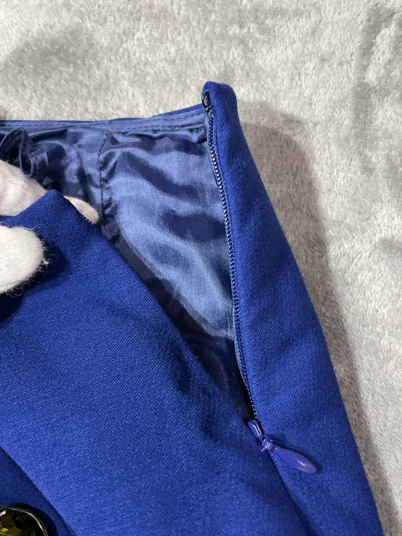 PRADA プラダ スカート 大粒ビジュー装飾 38 ブルー系