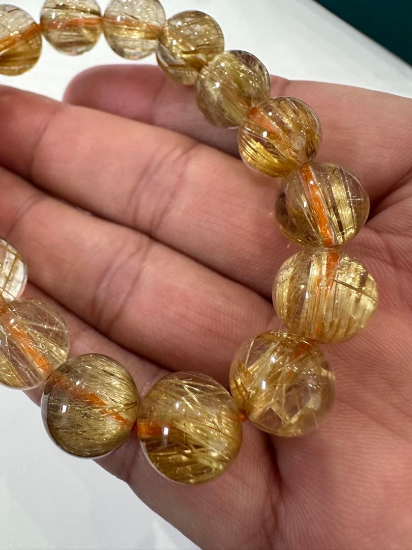 リョ様タイチンゴールドルチルクォーツ11ｍｍ+ブレスレット