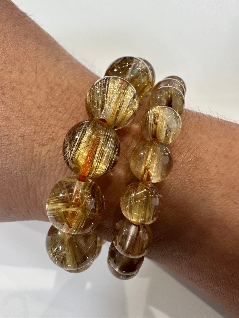 リョ様タイチンゴールドルチルクォーツ11ｍｍ+ブレスレット