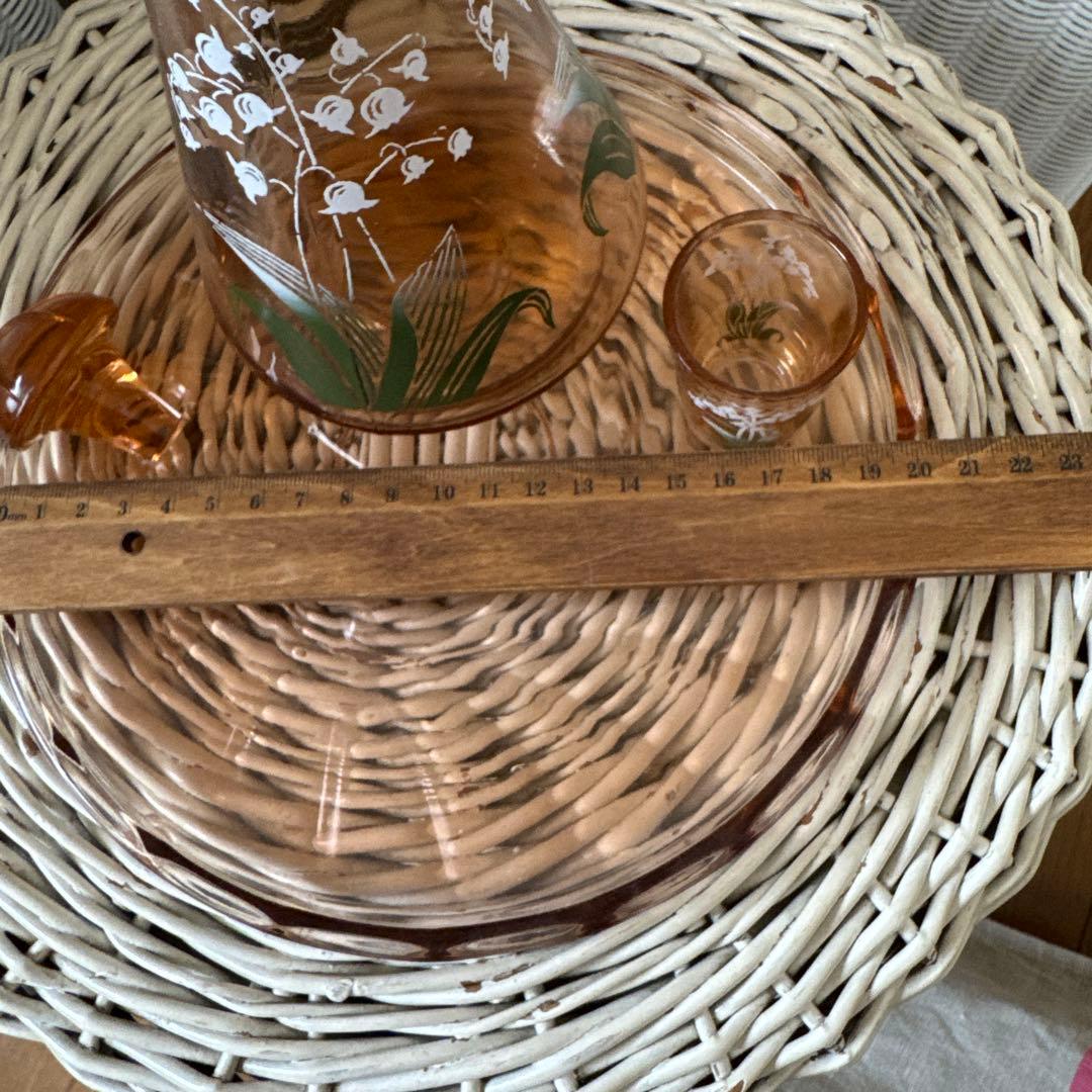 フランス　アンティーク　スズランカラフ 　ミニグラス　ガラストレイ