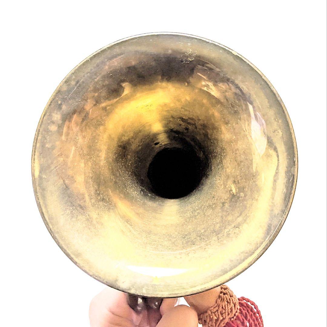 【当時物】旧日本軍・軍隊ラッパ（喇叭）信号ラッパ・突撃ラッパ 二つ巻【紐状態良】