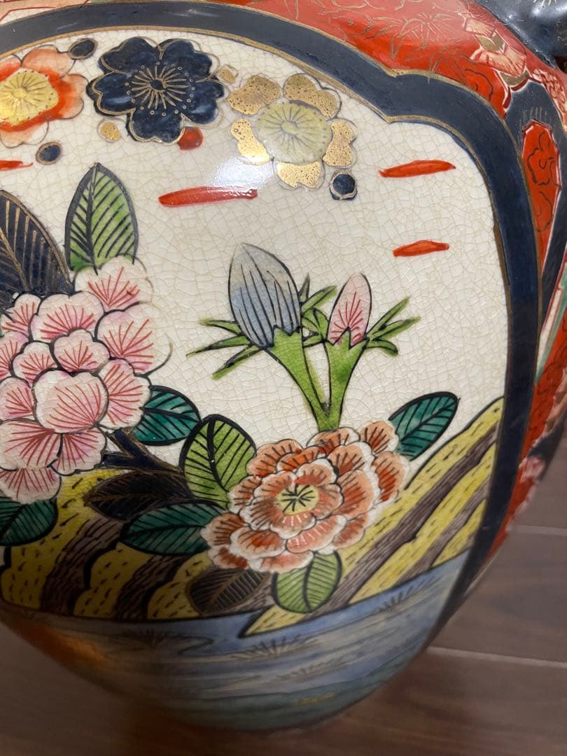 古伊万里　金蘭手様式大花瓶　花器　置物
