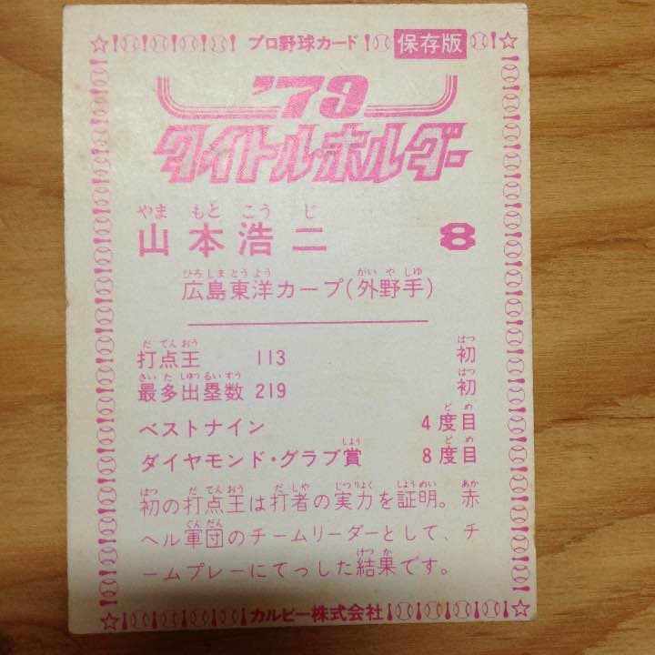 プロ野球カード保存版 79年タイトルホルダー 山本浩二さん