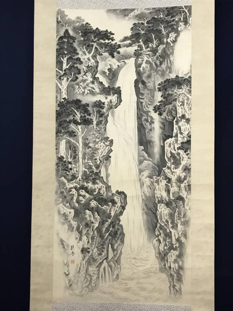 【真作】扶岳/滝図/掛軸/名家伝来/AB-790