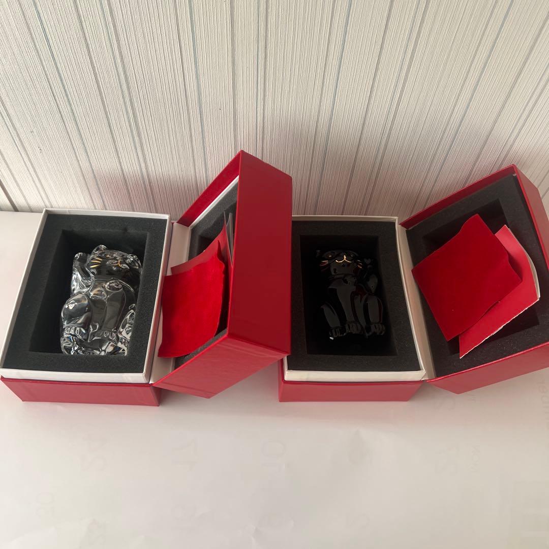 バカラ招き猫　置き物セット　ミッドナイト　クリスタル