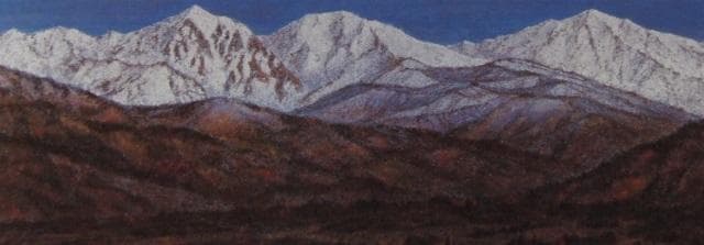 新井富美郎、【連峰】、希少な額装用画集より、新品額装付、状態良好