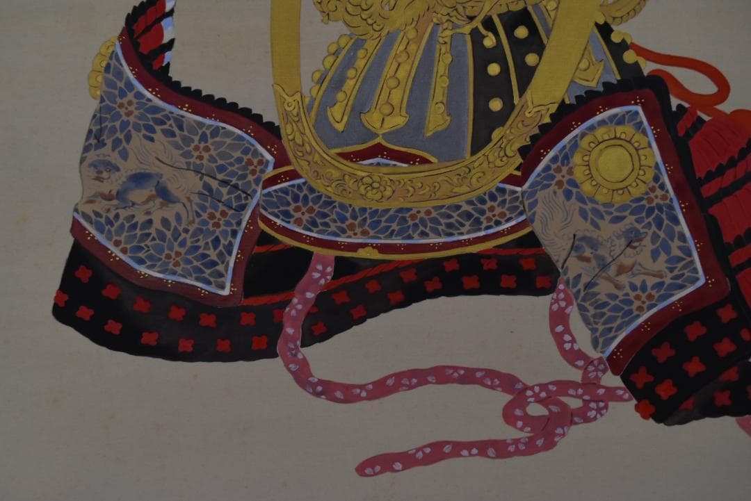 【真作】貴道草衣/兜図/武具/横物/掛軸☆宝船☆Z-694