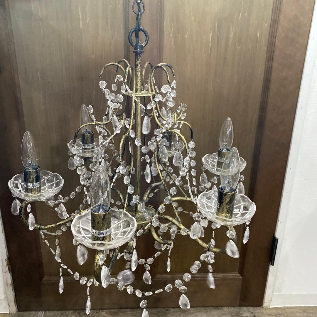 シャンデリア アンティーク 6灯 照明リモコン付き