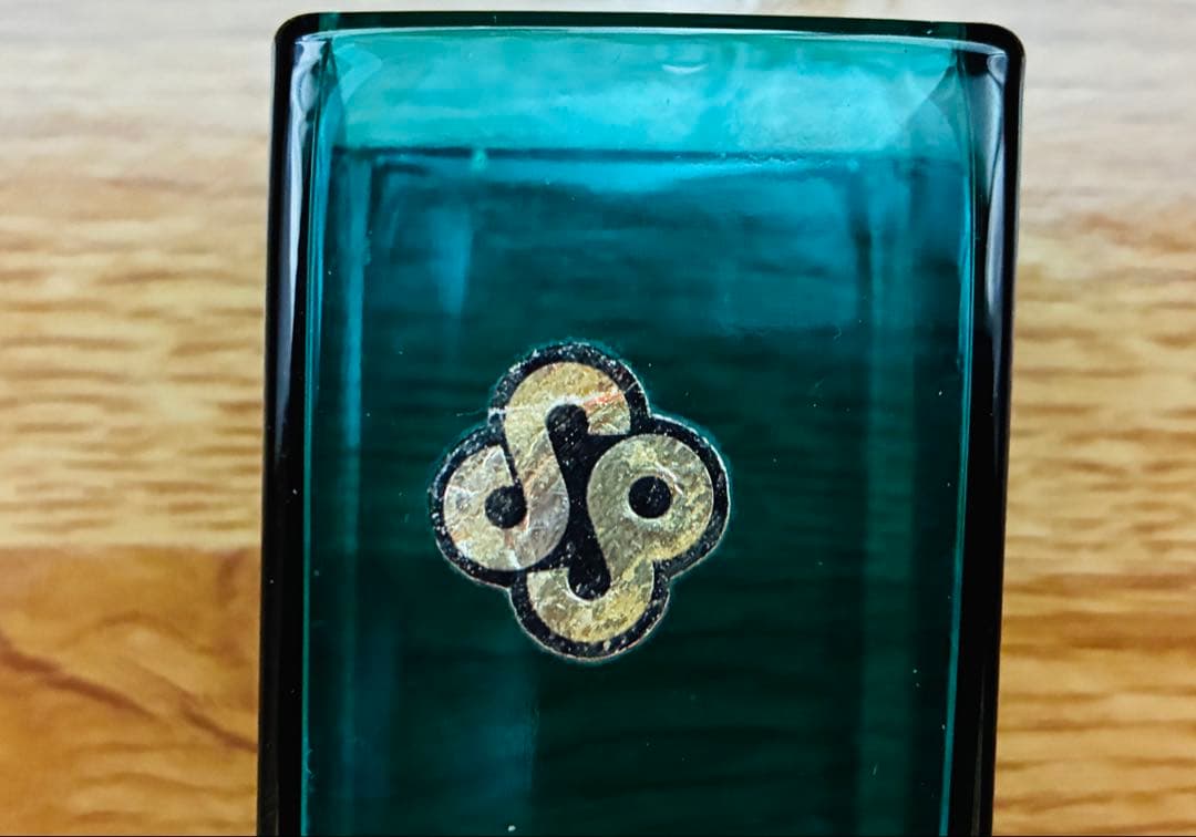 【イタリア製高級ガラス】ムラーノガラス SPロゴ グリーン×ブルー 花瓶